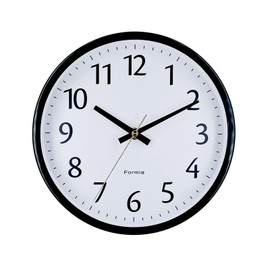 Formia HWC-012W-BK Wall Clock, Easy to View, Simple, Silent, Continuous Second Hand, Analog, Children, Respect for the Aged Day, Present, Hodogaya Electronics Sales, Black