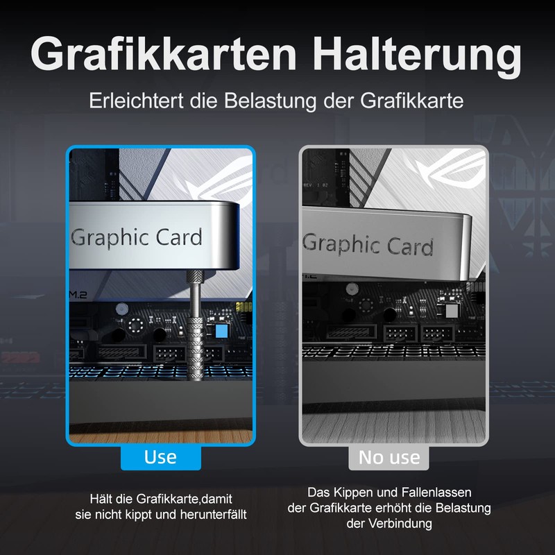 Graphics Card GPU Holder, Height-Adjustable GPU Support with Magnet and