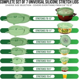 Reusable Silicone Stretch Lids for Food Storage in Fridge - Elastic Heat-Resistant Bowl Covers, Cups, Cans, Jars - Universal Food Grade Lid for Containers