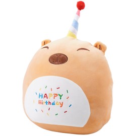 12 Inch Plush Brown Capybara Stuffed Animal Happy Birthday Capybara Hugging Pillow Birthday Capybara Plushies Throw Pillow Birthday Capybara Anime Gift for Kids and Lovers