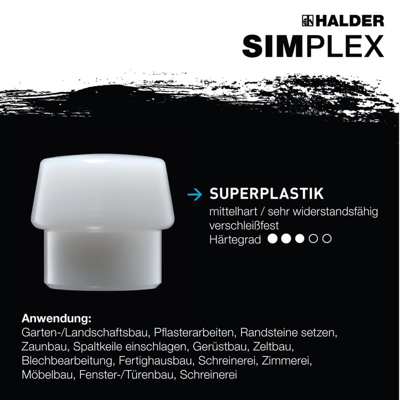 Halder 3717040"Simplex TPE Superplastic Soft-Face Mallet with Reinforced Cast Steel