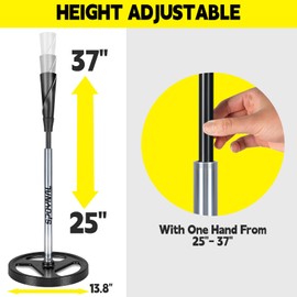 SPOYNAL Portable Batting Tee, Adjustable Tee for Baseball/Softball - 25" to 37" Height, Hand-Rolled Flexible Rubber Top & Easy Transport Base for Baseball/Softball Training, T-Ball, Youth & Adults