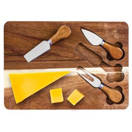 TB Home 4-Pc. Acacia Wood Cheese Serving Board with Cheese Tools
