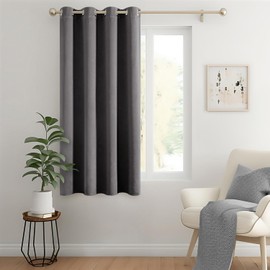 MIULEE Blackout Curtain Grey Opaque Curtains with Eyelets 1 Piece H 145 x W 140 cm Door Curtains Darkening Living Room Bedroom Blackout Curtain