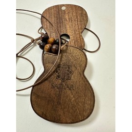 Guitar pick box holder - Hamd made Walnut BOX holder with magnet door and neck strap