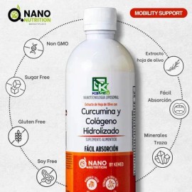 Curcumina y Colágeno Hidrolizado Kemed Líquido Sabor Naranja Capuchino 480mL                                                                          
