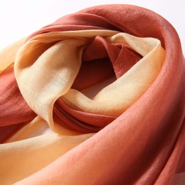 ANMIDA Ultra Thin Large Scarf, Scarf, Flower Shawl, Embroidered, Large Stole, Silk, Women's, Spring, Summer, Elegant, Stylish, Sea, Travel, Sun Protection, UV Protection, orange