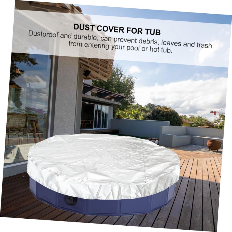 Mipcase 1Pc Round Hot Tub Cover Grey Outdoor Bathtub Protector