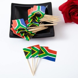 GentleGirl 100 Pcs South Africa Flag South African Toothpick Flags Small Mini South African Cupcake Toppers Stick Flags Decorations