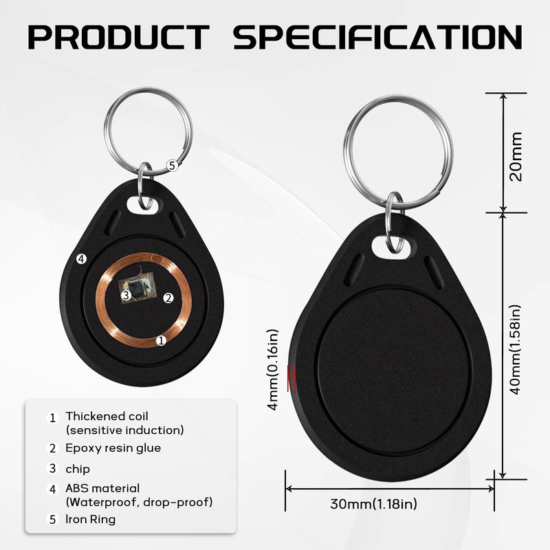 10pcs RFID Key Fobs 125khz RFID Writable T5577 fob tag