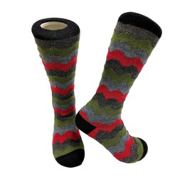 Tey-Art Alpaca Wool Designer Novelty Crew socks are Cozy, Warm & Colorful - Mountain Stripe (US, Alpha, Large, Large, Regular, Regular, Black)