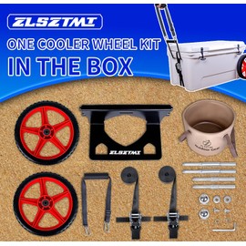 ZLSZTMI Upgraded Cooler Wheel Kit for Yeti/RTIC/Igloo Coolers Wheel Spacing up to19.8 Inches -12 in Wheels Height Adjustable Cart Base for Ice Chest for Heavy Duty Coolers Camping Traveling Red&Black