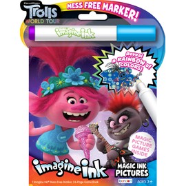 Bendon Imagine Ink Coloring Game Book, Magic Ink Pictures, Mess Free Marker (Trolls World Tour)