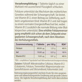 Avitale Folic Acid with Vitamin B12 and Iodine 800 Plus, 120 Tablets Klicksp, Single Pack (1 x 7,8g)
