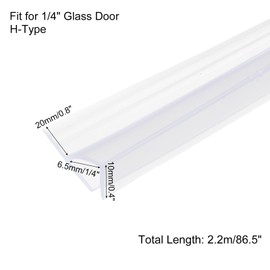 uxcell Shower Door Side Seal, WidenH-Type Shower Door Sweep for 1/4" Glass 86.5" Long Silicone Frameless Glass Door Seal Strip, Stop Shower Leaks, Clear