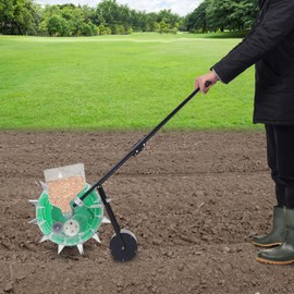 siohdagu Garden Planter, Manual Hand-Pushed Drum Planter, Row Planter with 12 Nozzles, Efficient Row Planter for Soybeans, Peanuts, Corn, Cotton and Soybeans