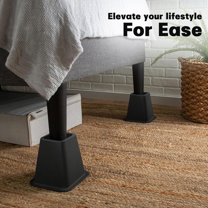 ANNKUT 6 Inch Heavy Duty Bed Risers, Furniture Risers for