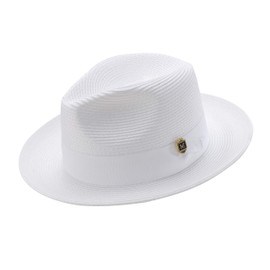 MONTIQUE Stylish Snap Brim Fedora Hat | Men & Women Unisex Design Dress Hat for Special Occasions | White Small H-42