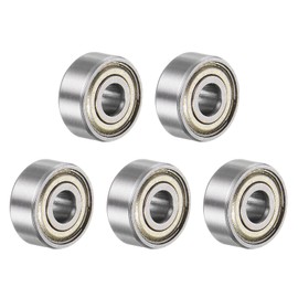 sourcing map R2ZZ Deep Groove Ball Bearings, 5 Pieces 1/8" x 3/8" x 5/32" Chrome Steel Z2 Double Steel Shielded Bearing