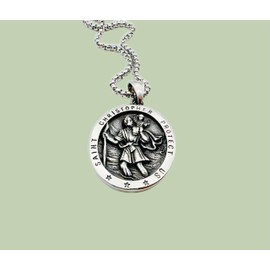 LINLINCHIC Saint Christopher Necklace Coin Necklace, St Christopher Medal Bless Safety Religious Pendant Necklace for Men Women