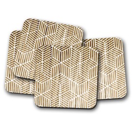 Silver Kangaroo Geometric Pattern Coasters - set of 4 drinks mats ideal new home present or housewarming gift
