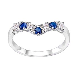 Old English Jewellers Sterling Silver Blue Sapphire Wishbone Eternity Ring - size J to V (N)