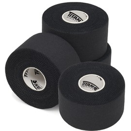 TITAN athletics Premium Quality - Black Athletic Tape - 1.5 inch x 45 feet (15yds) Rolls - Individually Sealed Rolls for Max Life and Effectiveness (Black - 4 Pack)