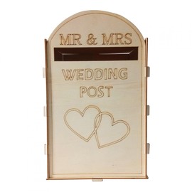 Fiacvrs Wooden Wedding Post Box DIY Mailbox for Reception Wedding Anniversary Party Decoration(Wood color)