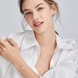 FANCIME Moonstone Necklace June Birthstone Necklace for Women Sterling Silver Dainty Infinity Pendant Fine Jewelry Anniversary Birthday Graduation Gifts for Her Women Her, 16+2 inch Extend