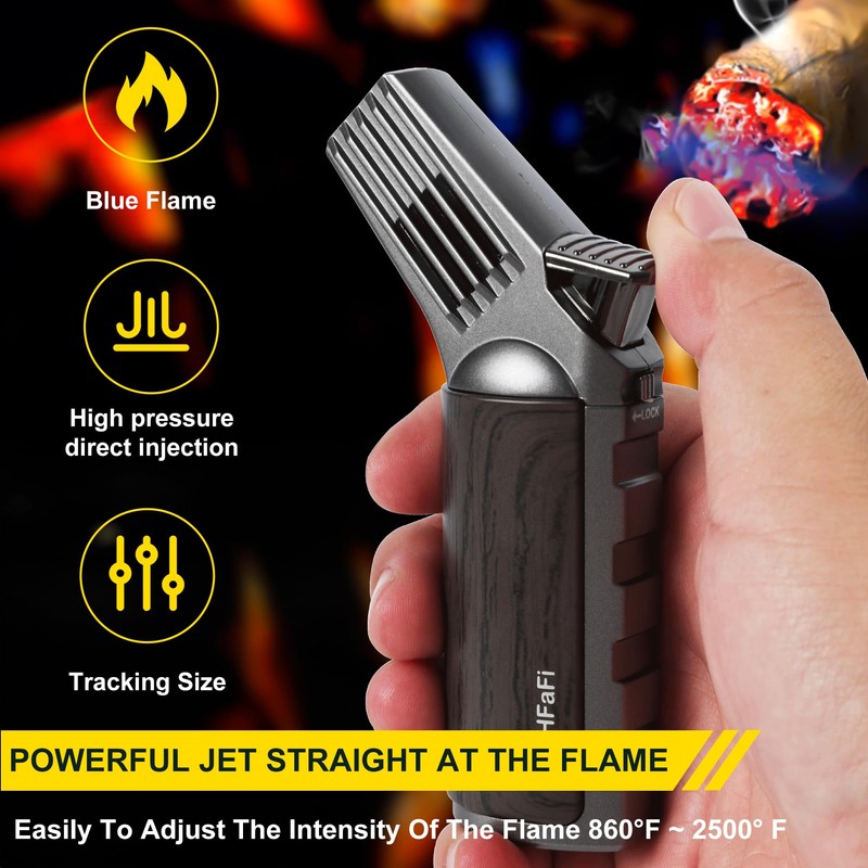 Kitchen Cooking Butane Torch Lighter with Safety Lock ，Lock Fire