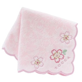 Blooming 123259-0004-03 Tokka Towel Handkerchief, Cherry Blossoms and Arabesque Patterns (White) Women’s Towel, Hand Towel, Approx. 9.8 inches (25 cm), multicolor, Approx. 25 x 25 cm