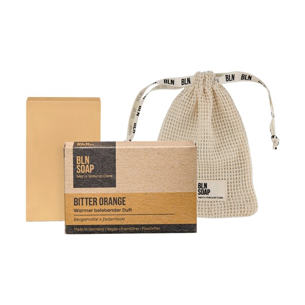 BLN SOAP Bitter Orange + Cotton Soap Bag: 3-in-1 Solid
