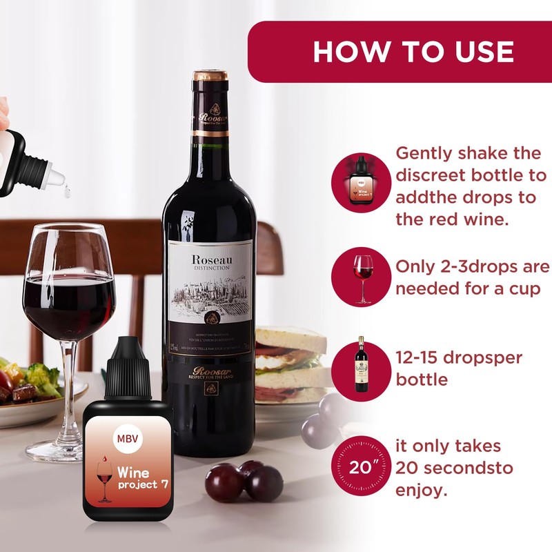 2 Bottles Wine Filter Drops, Red White Wine Lovers Tasteless