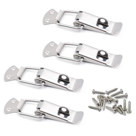 Stainless Steel Tension Clasp with Screws, 56mm Lever Clasp, Spring Toggle Latch Hasp, Catch Clamp Clip, Box Closure, Cap Lock for Toolbox Drawer Chest Case Cabinet (4, 56 mm)