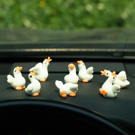 Rislobx 8PCS Cute Goose Car Dashboard Decorations, Fun Geese Rear View Mirror Ornament Car Decor Interior Accessories Decor for Women Men