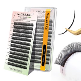 NAGARAKU Bouquet Eyelash Extensions, 5D Flower Spikes Lashes Premade 5D Flora Lash Extension, Matte Black Wispy Volume Eyelashes for Fairy Manga Style Salon Use 12 Rows (0.07 C Curl 10mm)