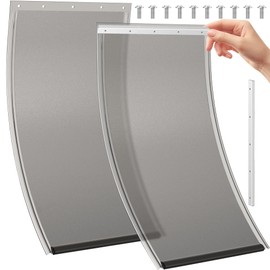 2 Pack Large Dog Door Replacement Flaps with Aluminium Alloy Dog Door Replacement Bracket, Compatible with Petsafe Freedom Doggie Doors, PAC11-11039 10 1/8" X 16 7/8" -with Screws(Smoky Translucent)