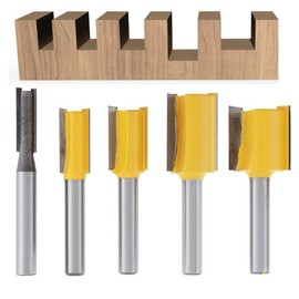 Bestgle 1/4-Inch Shank Straight Dado Router Bit Set Carbide Wood Milling Cutter Woodworking Tools, Cutting Diameter 1/4",3/8",1/2",5/8",3/4", Set of 5