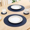 Homaxy Round Faux Leather Placemats and Coasters, Washable Dual-Side Table