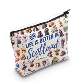 WCGXKO Scotland Souvenir Travel Gift Scotland Makeup Bag Life is Better in Scotland for Scotland Lover (Scotland Bag CA)