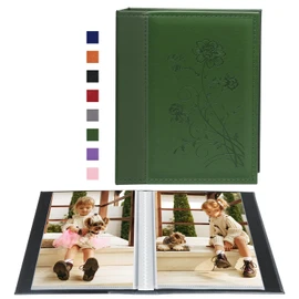 Artmag Photo Album 5x7 Clear Pages Pockets Leather Cover Slip Slide in Photo Album Book Holds 100 Vertical 5x7 Photos Picture Book for Wedding Family (Dark Green)