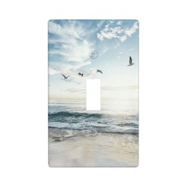 Beach Ocean Decorative Light Switch Cover Single Switch Plate Toggle Wall Plate 1 Gang Switch Cover Plate for Bathroom Living Room, 4.50 x 2.76 Inch
