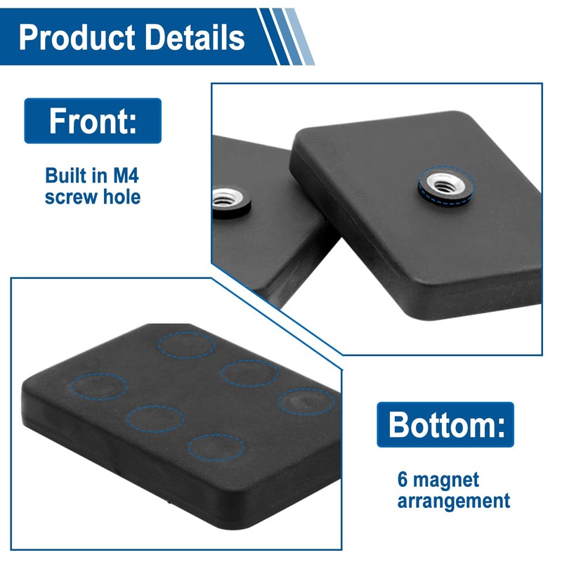 JOJOCY 10 PCS Square Rubber Coated Magnets, Anti-Scratch Neodymium Magnetic