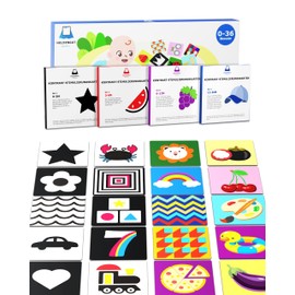 HELDENGUT® Beloved 80 x Baby Contrast Cards [4-1 Set of 0-36 Months with 160 x Designs] - Contrast Toy for the Visual Development of Newborns - With Great Games for the Whole Family