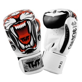 White TUFF Sport Muay Thai-Boxhandschuhe mit weißem Tiger