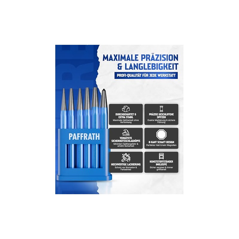 Paffrath 6-Piece Punch and Grit Set - Precision Ground Tips