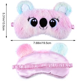 2 Pcs Plush Eye Mask Soft Sleeping Blindfold Eye Cover Comfortable Cute Animal Sleeping Mask Satin Nap Night Eyeshade Cover for Women Men Gift (Colorful, Koala Style)