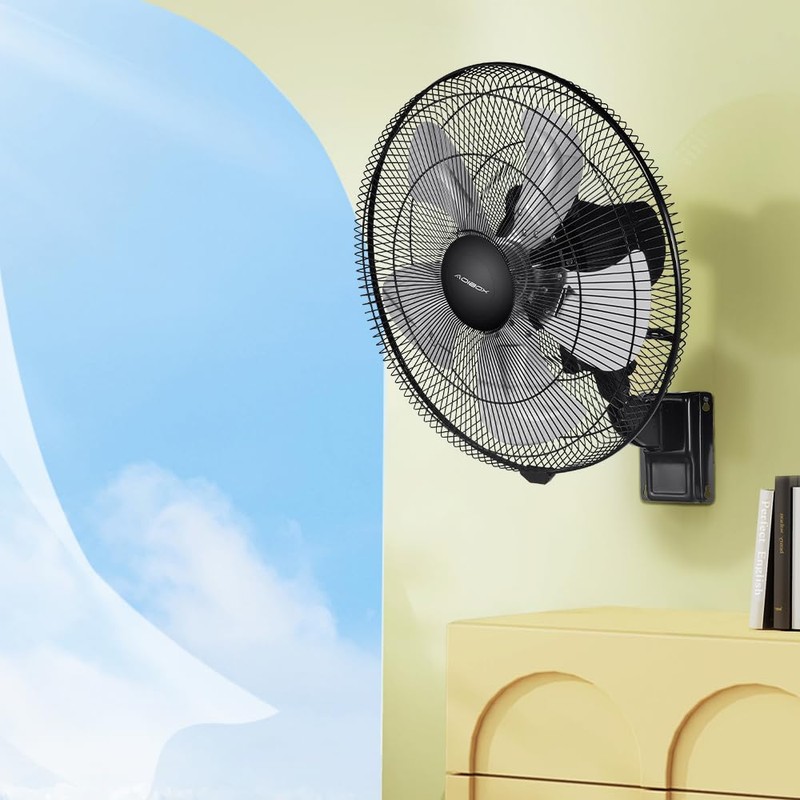 Heemab 90-Degree 5-Speed Wall Mount Fan, Powerful Airflow for Indoor/Outdoor