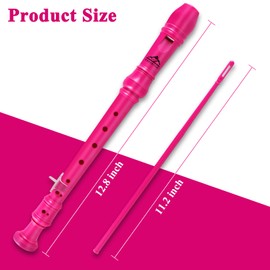 EASTROCK Recorder Descant Soprano Recorder C Key Recorder German 3-Piece Recorder Instrument for Children Rose Red