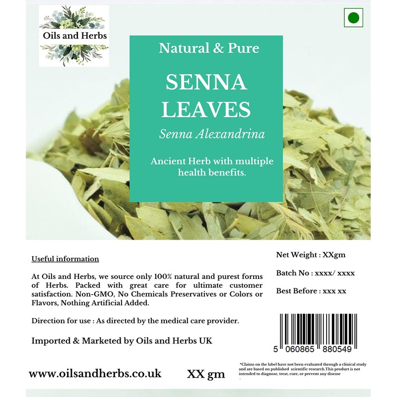 Oils and Herbs 100% Dried Senna Leaves 50 GMS Clean
